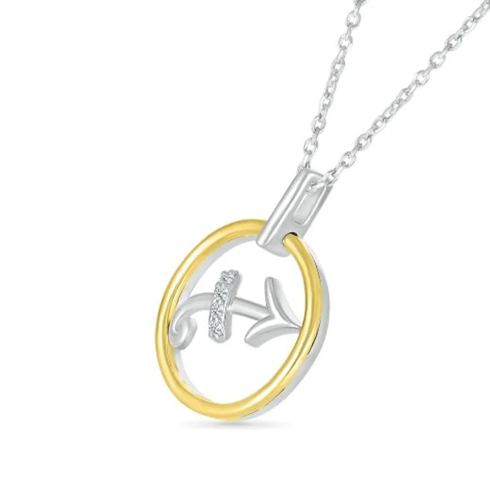 Sterling Silver 10K Gold Sagittarius Diamond Pendant