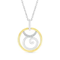 Sterling Silver 10K Yellow Gold Taurus Diamond Pendant