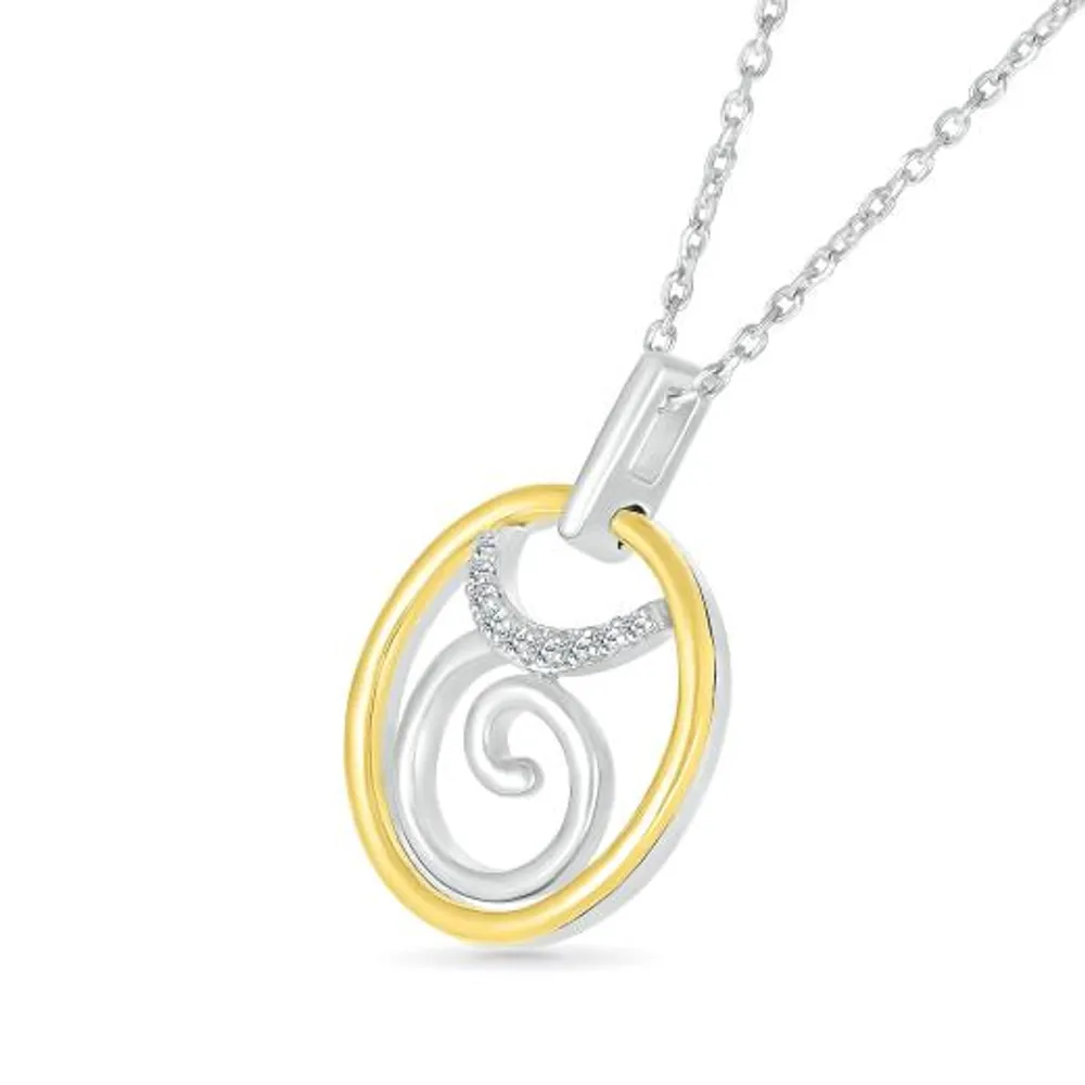 Sterling Silver 10K Yellow Gold Taurus Diamond Pendant