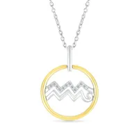 Sterling Silver 10K Yellow Gold Aquarius Diamond Pendant