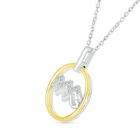 Sterling Silver 10K Yellow Gold Aquarius Diamond Pendant