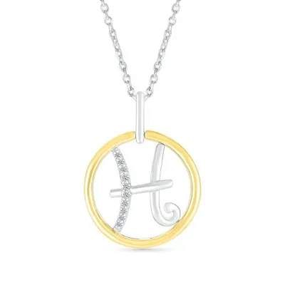 Sterling Silver 10K Yellow Gold Pisces Diamond Pendant