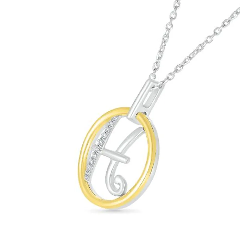 Sterling Silver 10K Yellow Gold Pisces Diamond Pendant