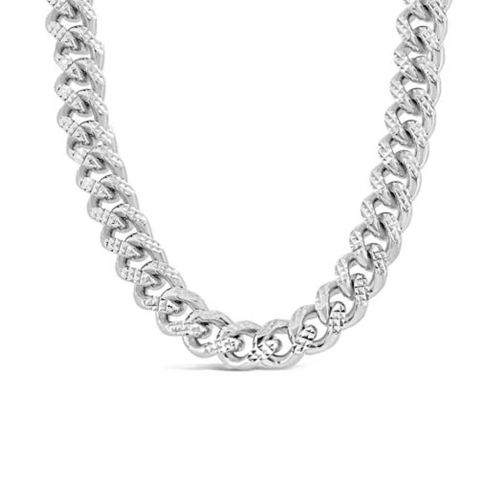 Sterling Silver 22" 8.40mm Miami Cuban Pyramid Link Chain