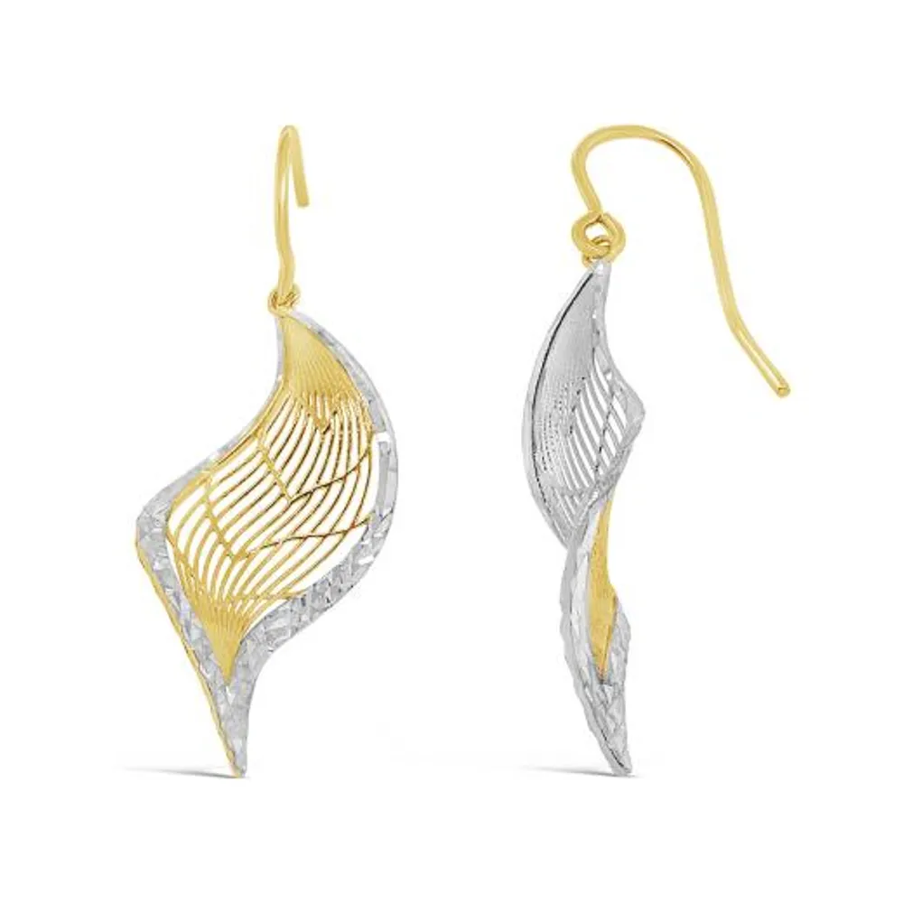 10K Yellow & White Gold Drop Earrings