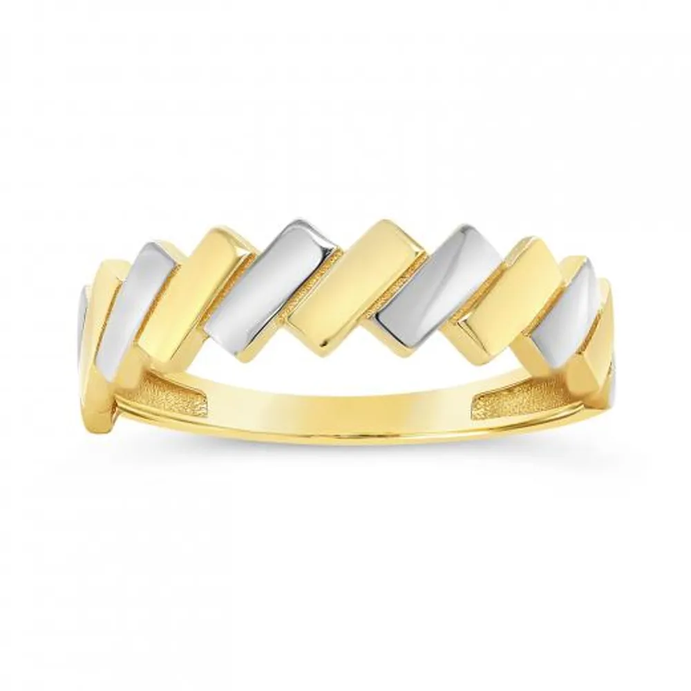 10K Yellow & White Gold Bar Ring