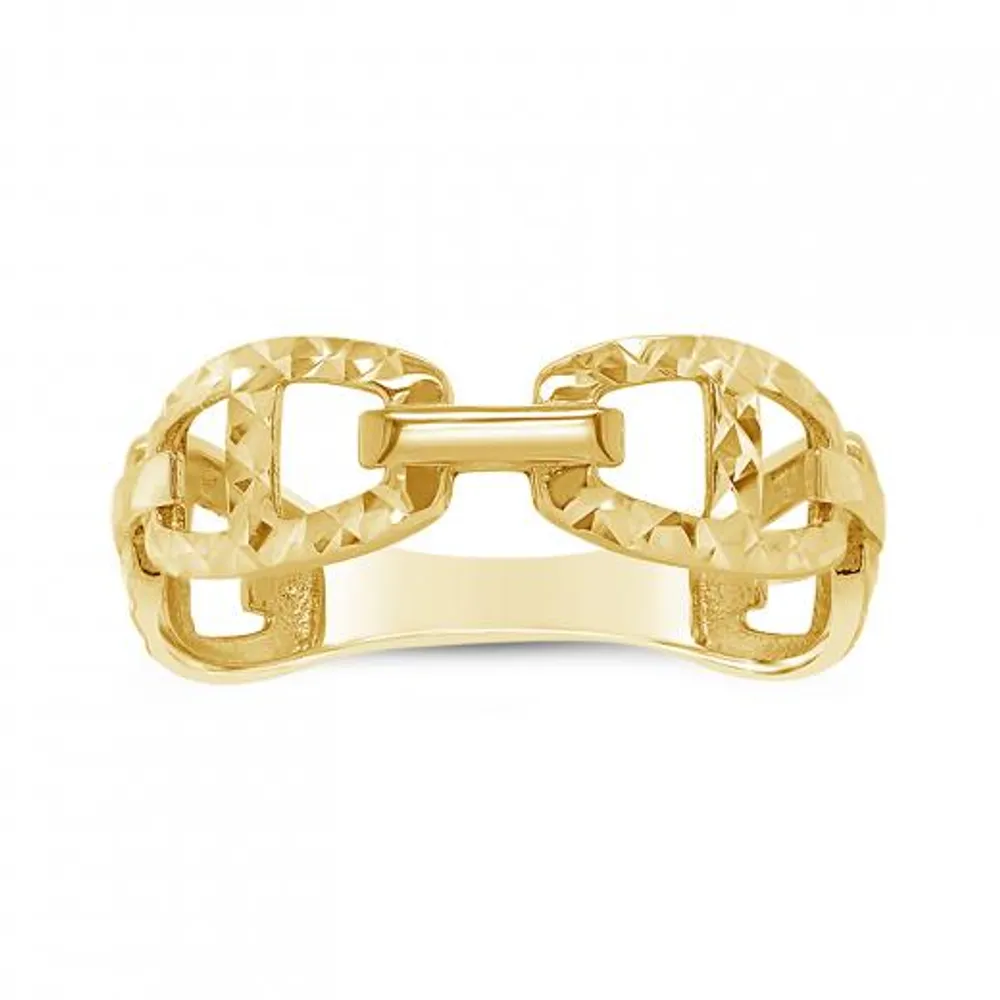 10K Yellow Gold Diamond Cut Link Ring