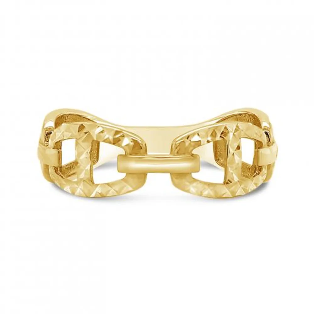 10K Yellow Gold Diamond Cut Link Ring