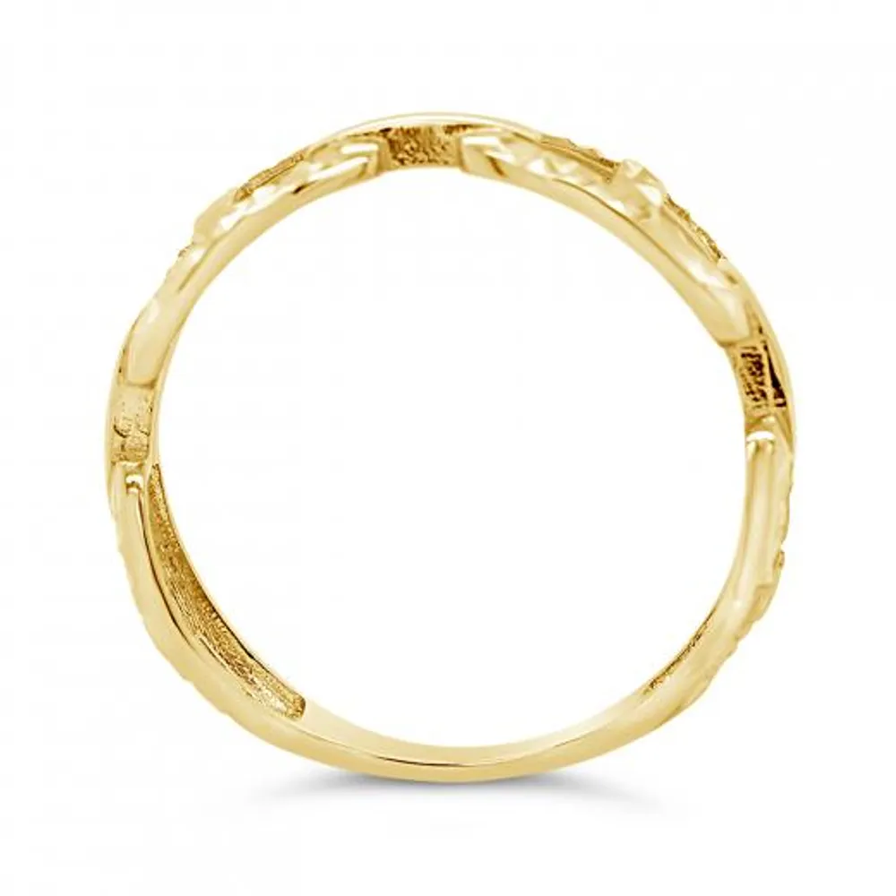 10K Yellow Gold Diamond Cut Link Ring