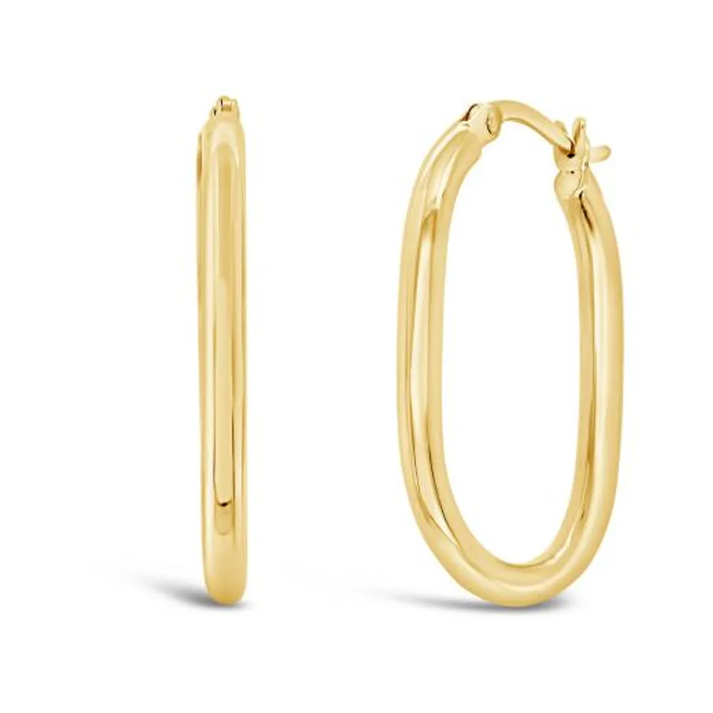 10K Yellow Gold Oval Hoop Earrings