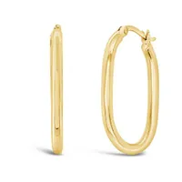 10K Yellow Gold Oval Hoop Earrings