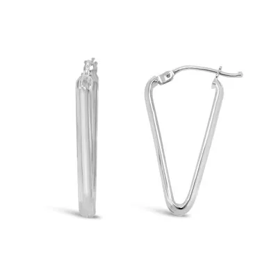 10K White Gold Triangle Hoop Earrings