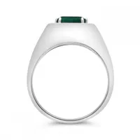 Sterling Silver Malachite & 0.13CTW Diamond Ring