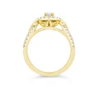 Diamond Revelations 14K Yellow Gold 0.99CTW Oval Diamond Halo Bridal Ring