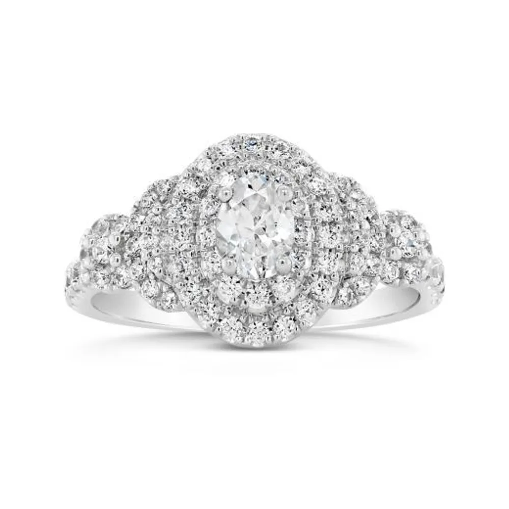 Diamond Revelations 14K White Gold 0.95CTW Oval Diamond Bridal Ring