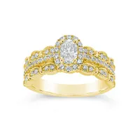 Diamond Revelations 14K Yellow Gold 1.00CTW Oval Diamond Bridal Ring