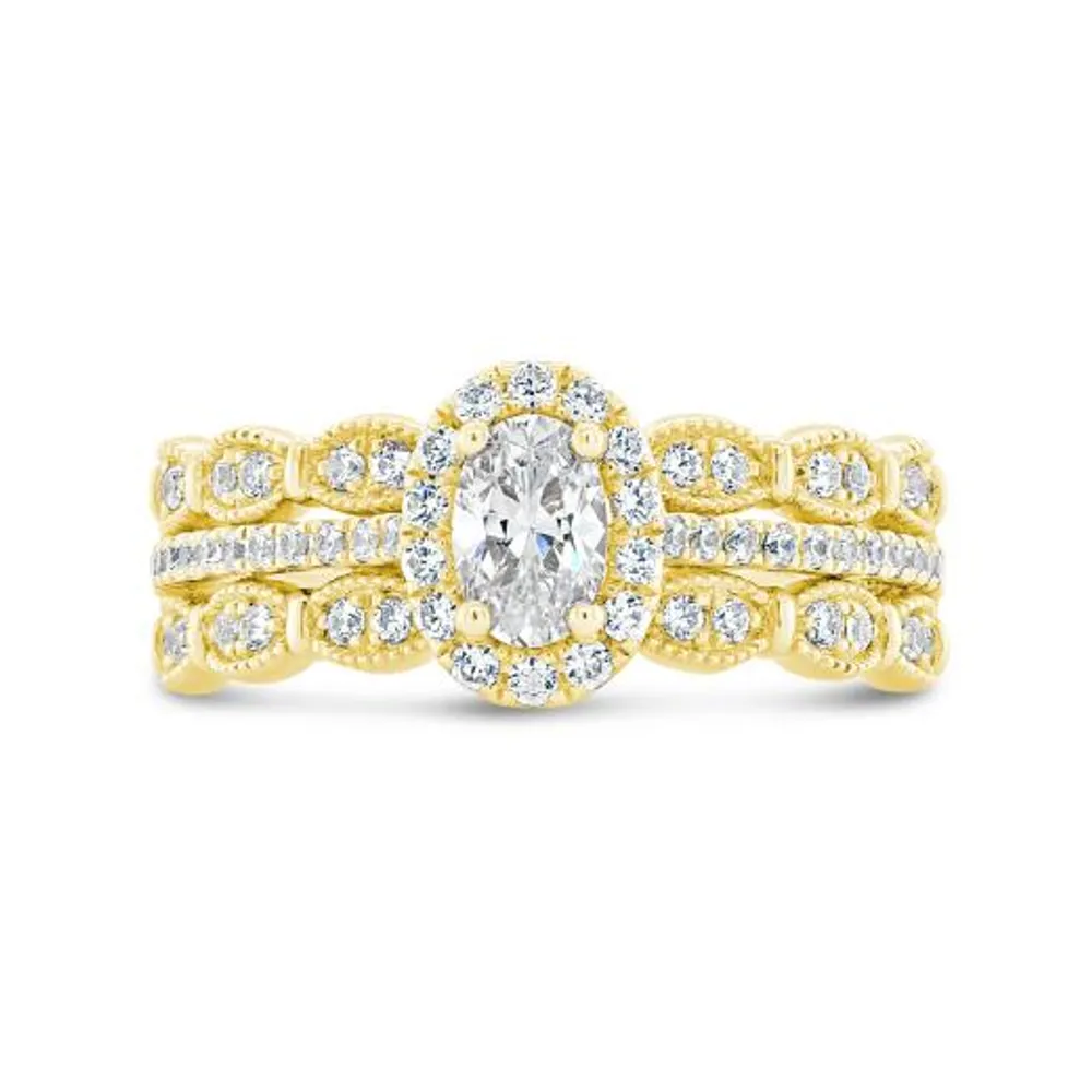 Diamond Revelations 14K Yellow Gold 1.00CTW Oval Diamond Bridal Ring