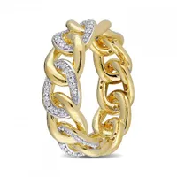 Julianna B Yellow Plated Sterling Silver 0.25CTW Diamond Link Ring