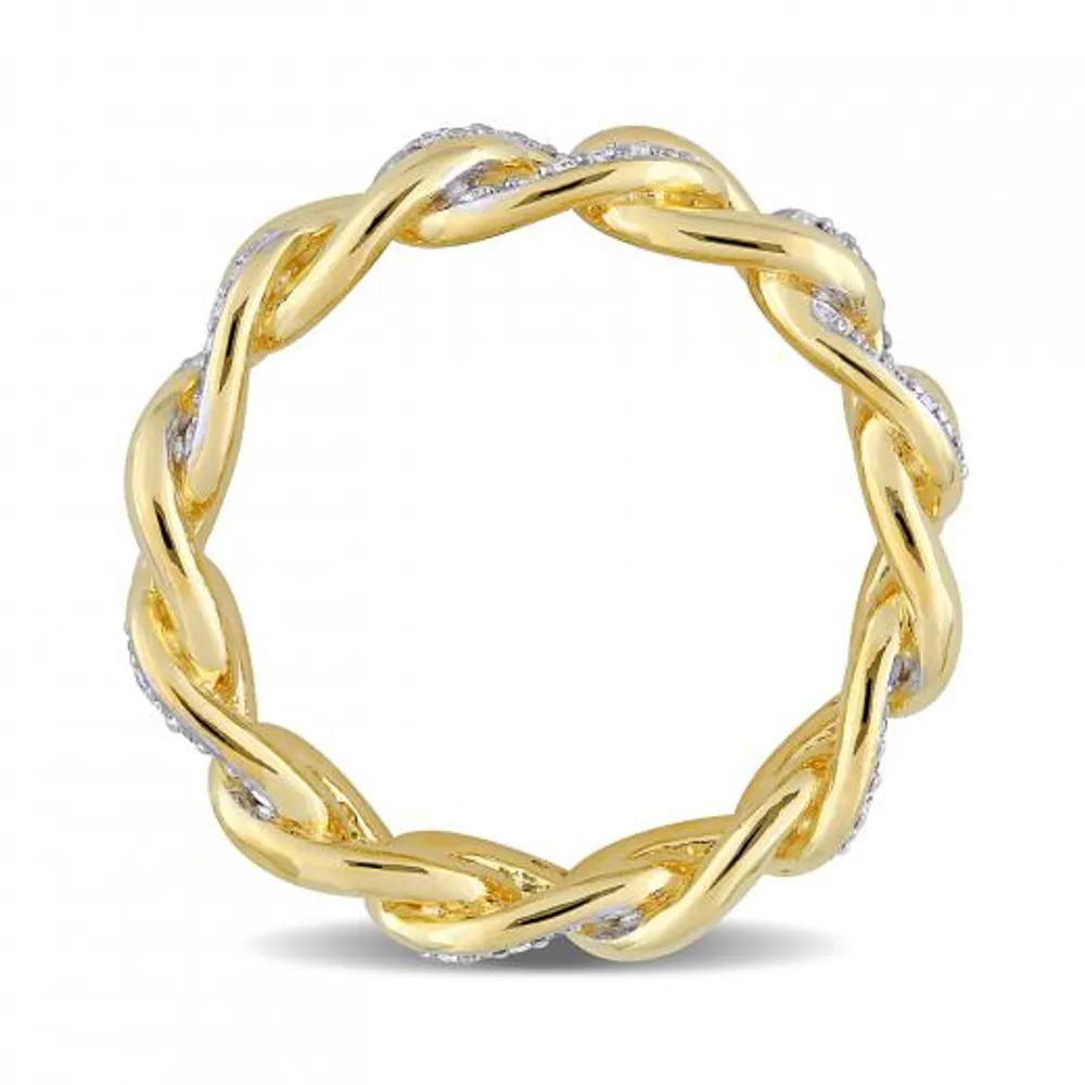 Julianna B Yellow Plated Sterling Silver 0.25CTW Diamond Link Ring