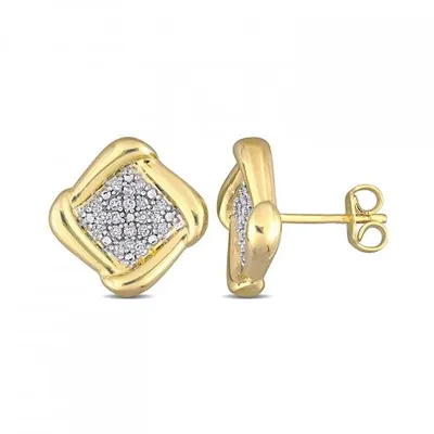 Julianna B Yellow Plated Sterling Silver 0.20CTW Diamond Cluster Studs