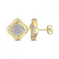 Julianna B Yellow Plated Sterling Silver 0.20CTW Diamond Cluster Studs