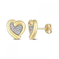 Julianna B Yellow Plated Sterling Silver 0.15CTW Diamond Heart Studs