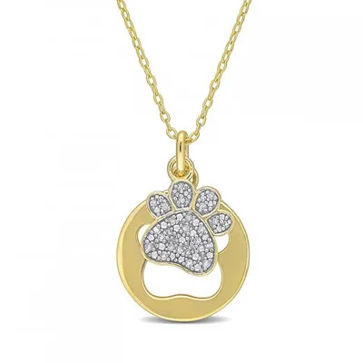 Julianna B Yellow Plated Sterling Silver 0.10CTW Diamond Paw Print Pendant