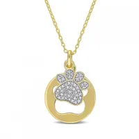 Julianna B Yellow Plated Sterling Silver 0.10CTW Diamond Paw Print Pendant