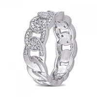 Julianna B Sterling Silver 0.11CTW Diamond Link Ring