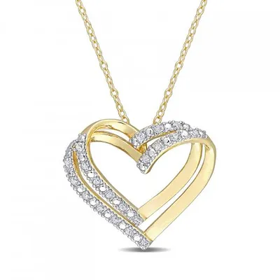 Julianna B Yellow Plated Sterling Silver 0.20CTW Diamond Heart Pendant