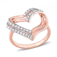 Julianna B Rose Plated Sterling Silver 0.20CTW Diamond Heart Ring