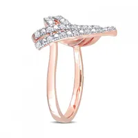 Julianna B Rose Plated Sterling Silver 0.20CTW Diamond Heart Ring