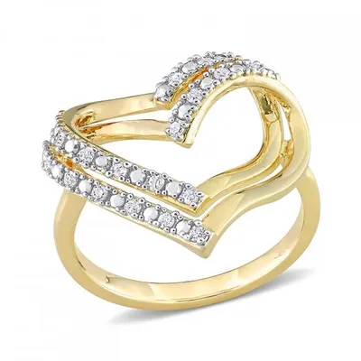 Julianna B Gold Plated Sterling Silver 0.20CTW Diamond Heart Ring