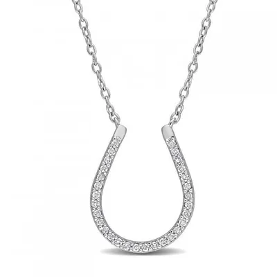 Julianna B Sterling Silver 0.15CTW Diamond Horseshoe Necklace