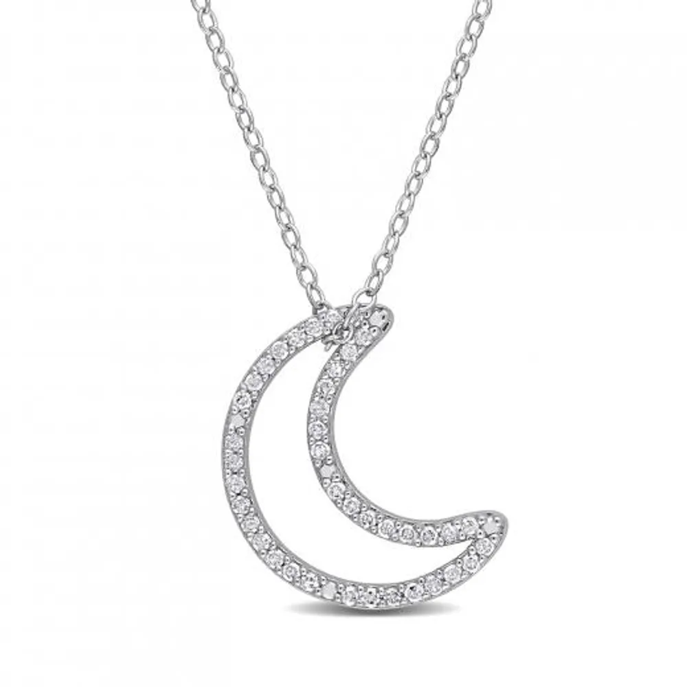 Julianna B Sterling Silver 0.20CTW Diamond Moon Pendant