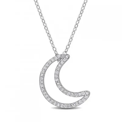 Julianna B Sterling Silver 0.20CTW Diamond Moon Pendant