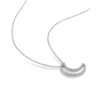 Julianna B Sterling Silver 0.20CTW Diamond Moon Pendant