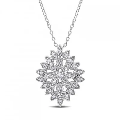 Julianna B Sterling Silver 0.25CTW Diamond Cluster Pendant