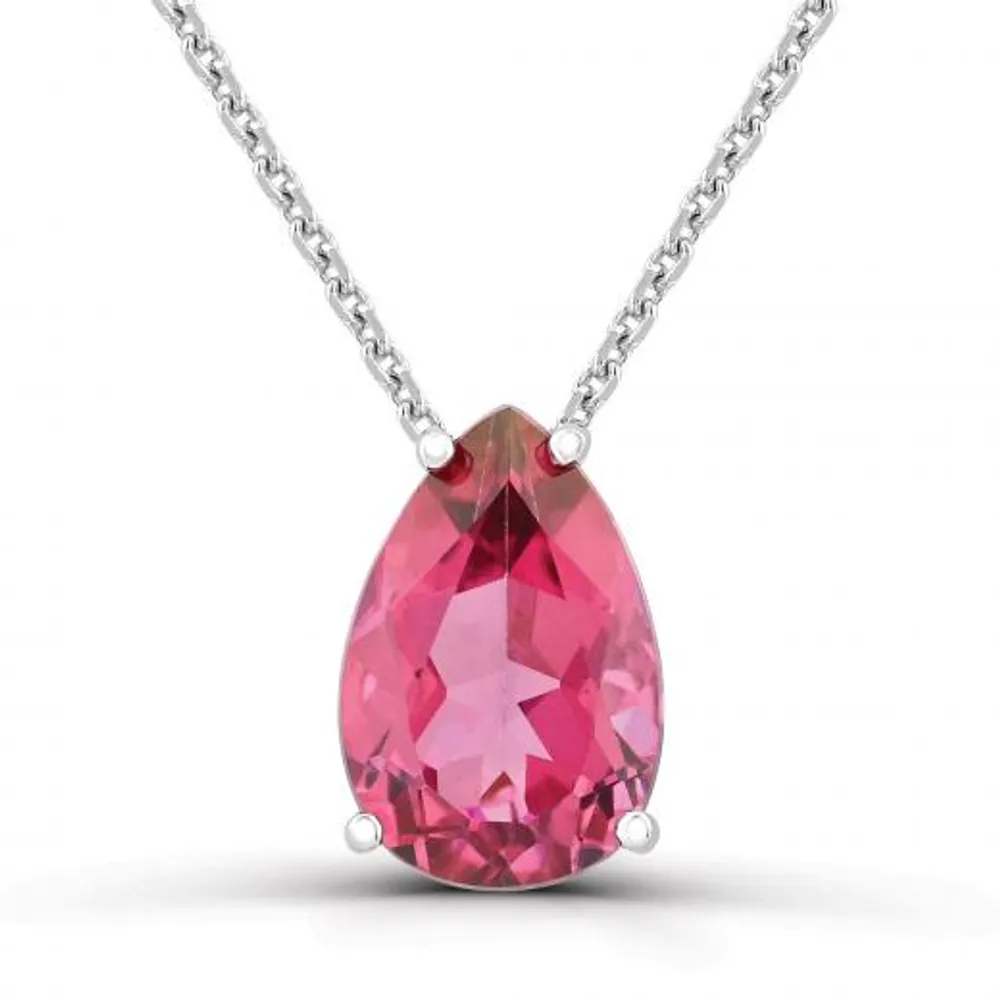 Sterling Silver 18" Pink Topaz Pendant