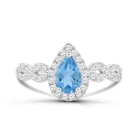 Sterling Silver Sky Blue Topaz and White Topaz Ring