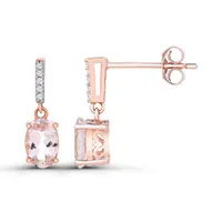 10K Rose Gold Morganite and Diamond Dangle Earrings