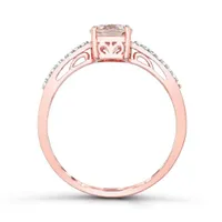 10K Rose Gold Morganite and Diamond Ring