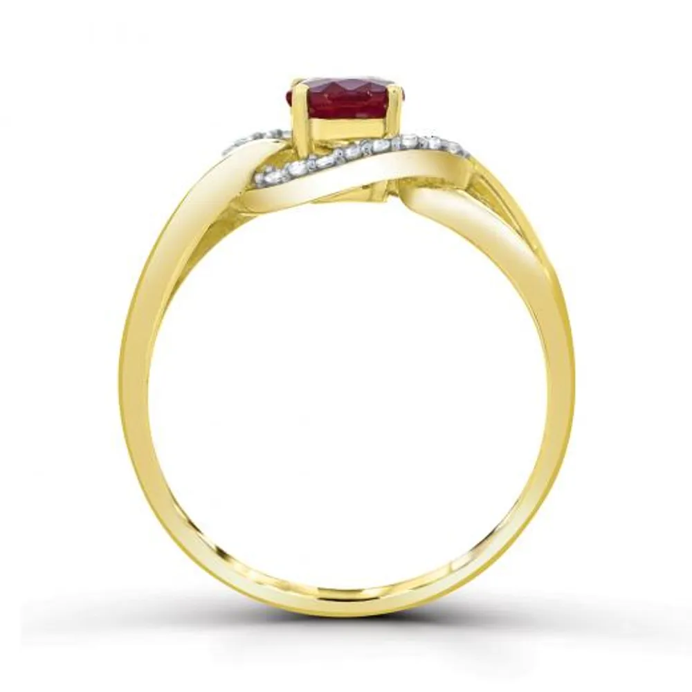 10K Yellow Gold Ruby and Diamond Ring