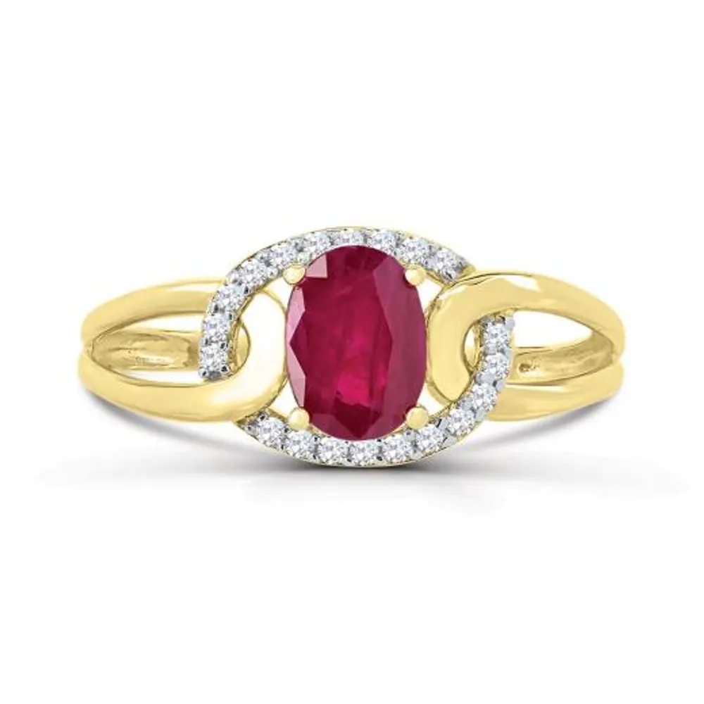 10K Yellow Gold Ruby and Diamond Ring