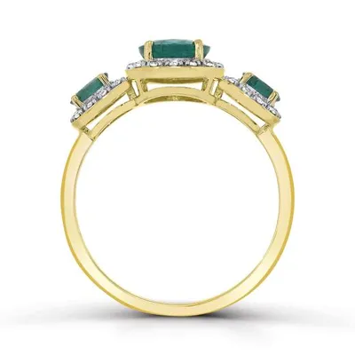 10K Yellow Gold Emerald and Diamond Ring