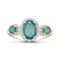 10K Yellow Gold Emerald and Diamond Ring