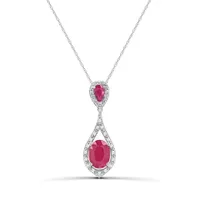 10K White Gold 18" Ruby and Diamond Pendant