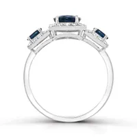 10K White Gold Blue Sapphire and Diamond Ring