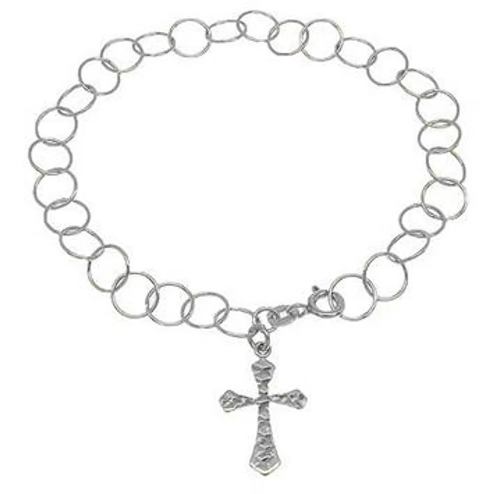 Sterling Silver Cross Charm Bracelet