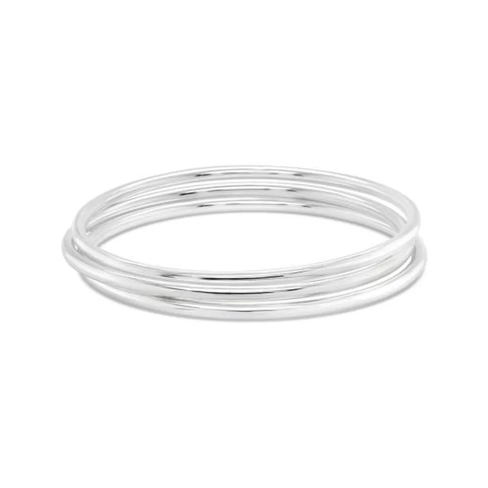 Sterling Silver Set of 3 Slip-on Bangles